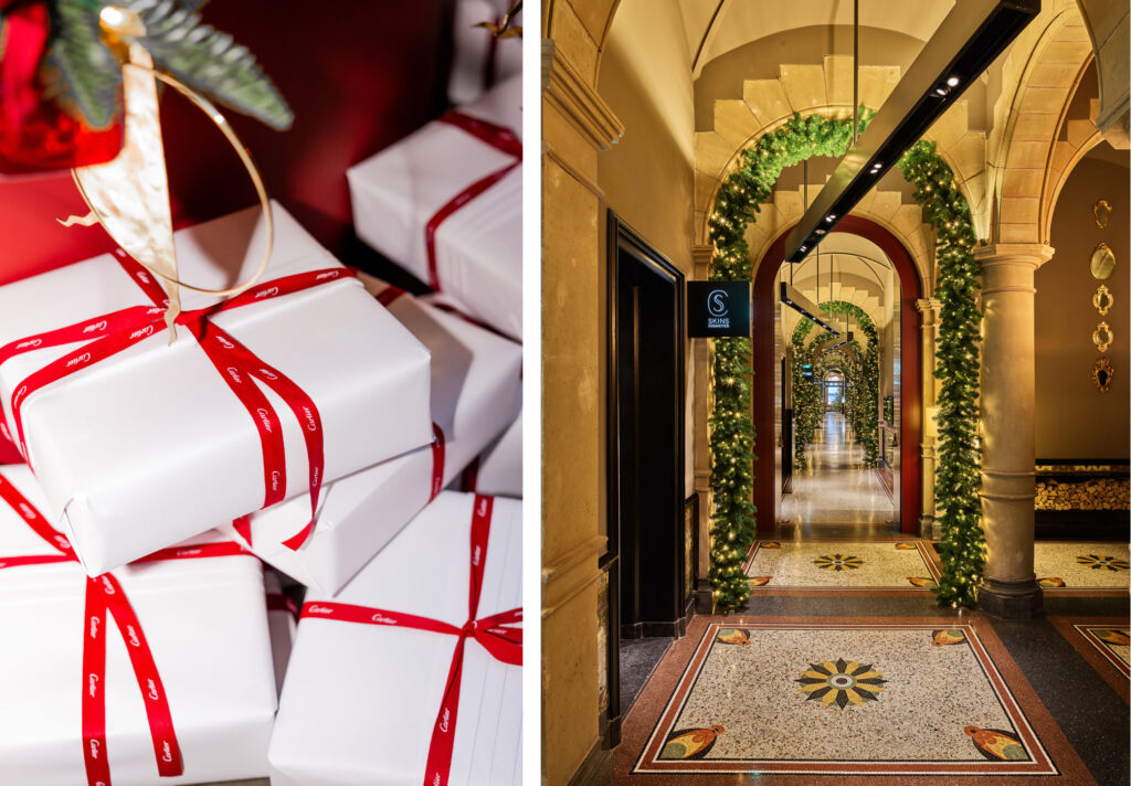 Cartier gifts and the festive hallway inside the hotel