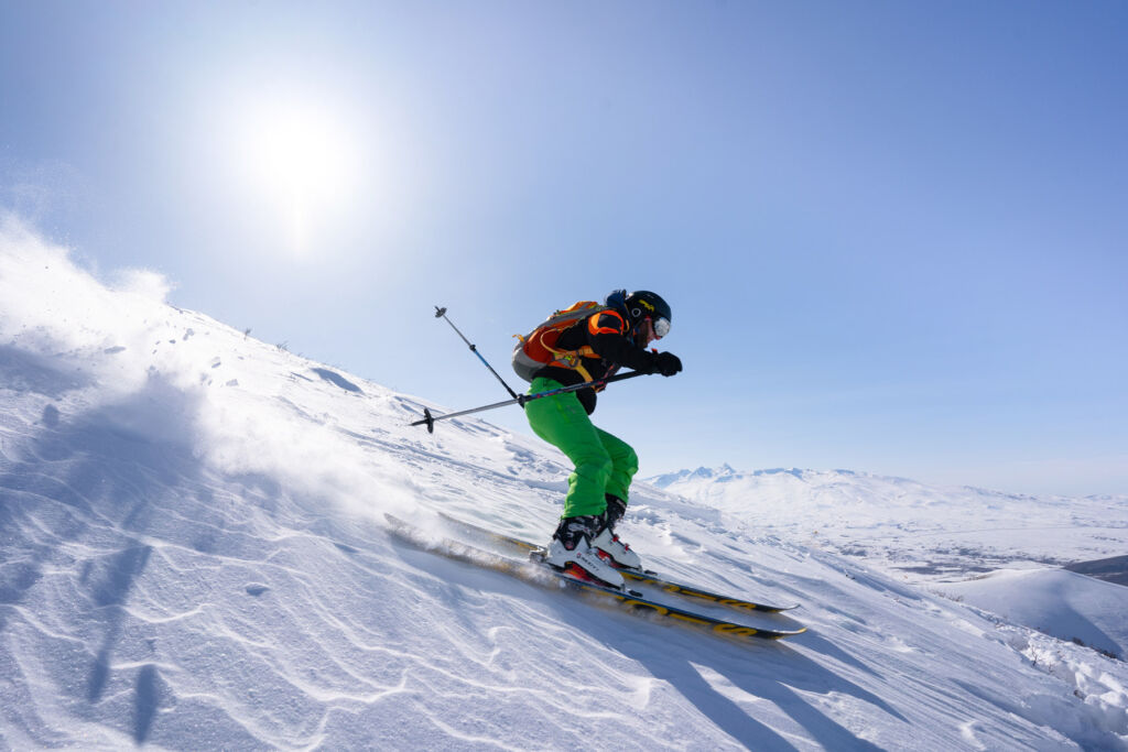 A skier enjoying the snowy slopes