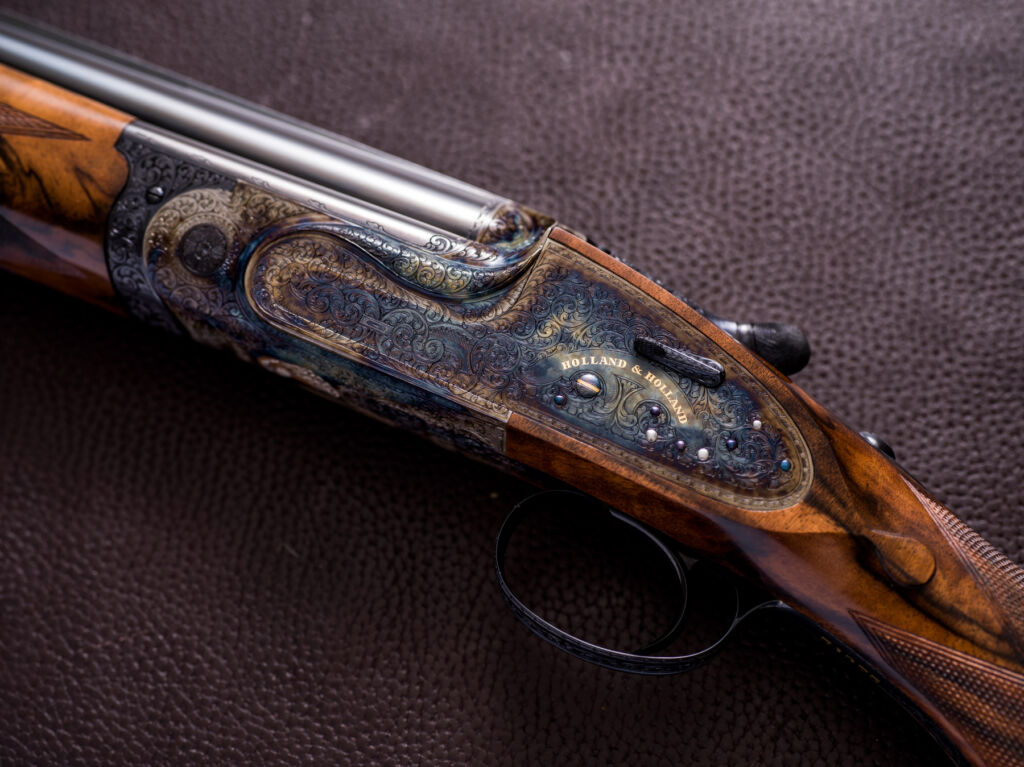 A photograph showing the engraving on the gun stock