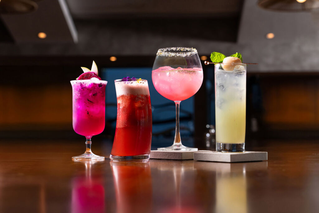 A selection of mocktails on the bar