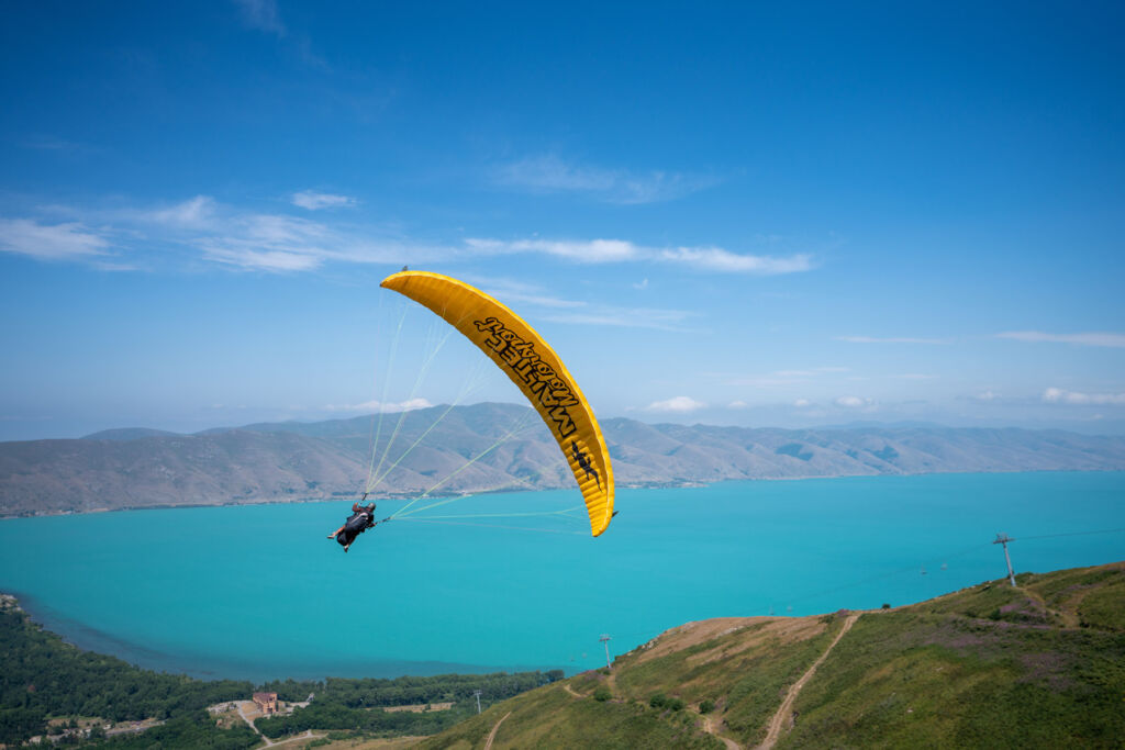 A person paragliding