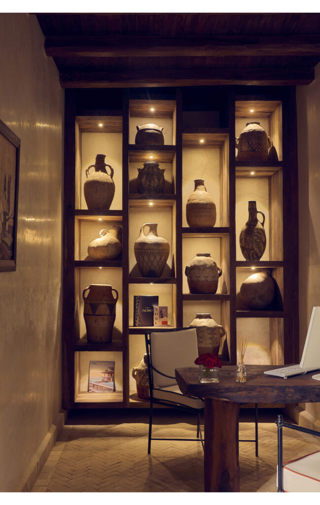 The pottery display in the reception