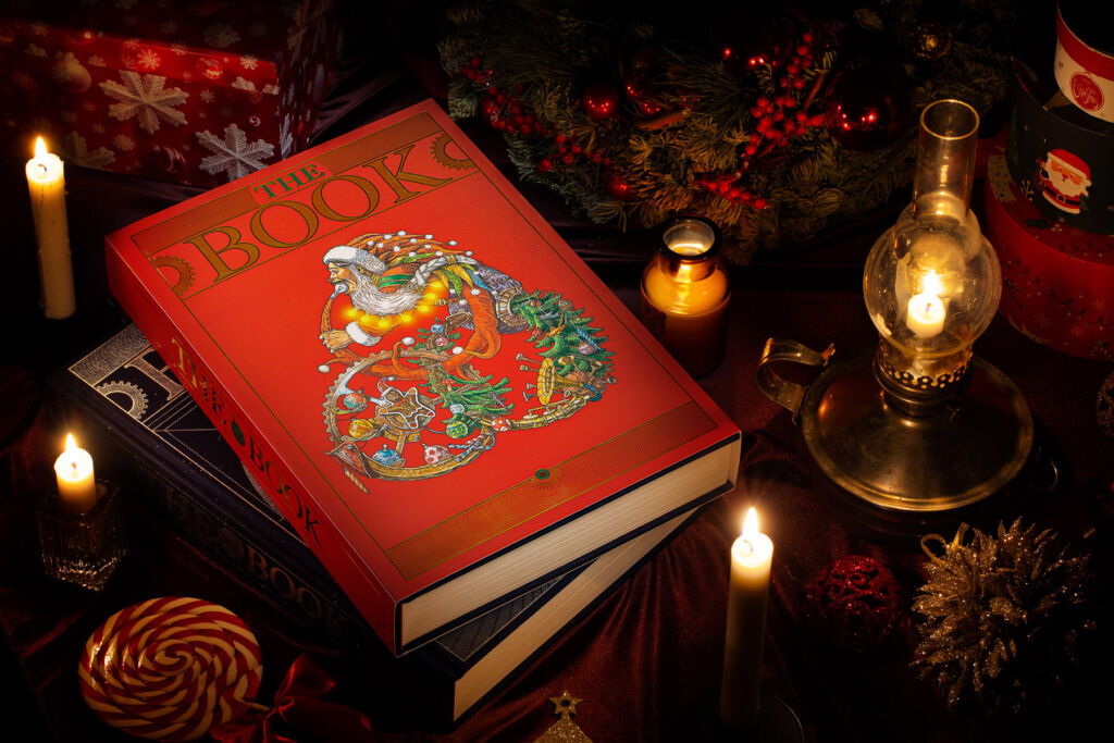 The festive edition of the books with their red and blue covers