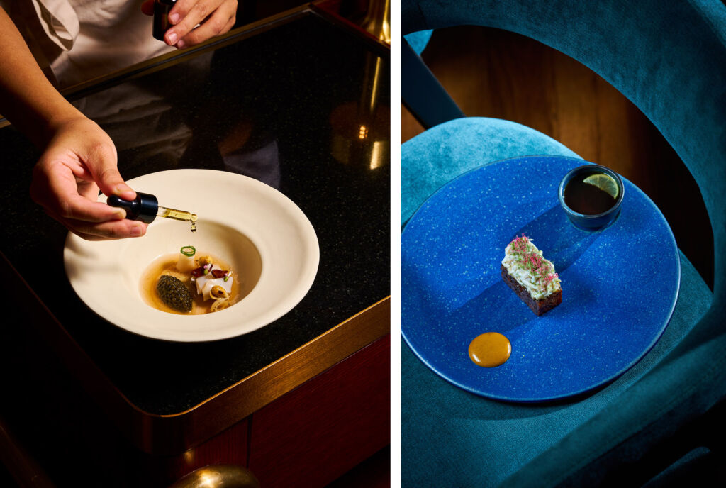 Two photographs of dishes at the Bangkok-based restaurant