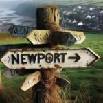 A sign pointing to Newport