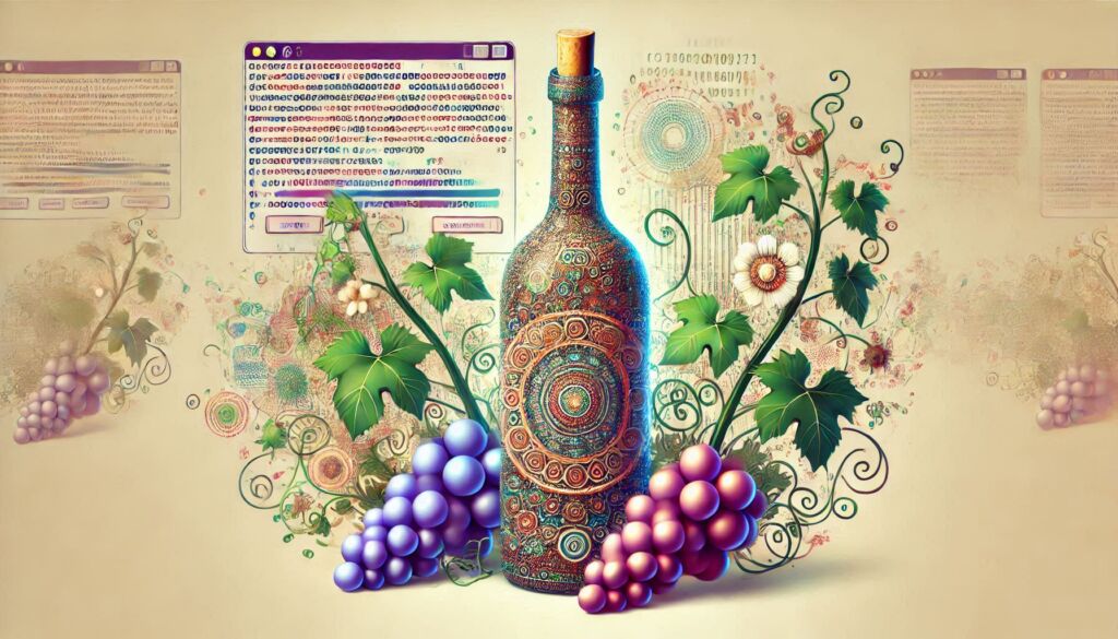 A bottle of wine made from computer code