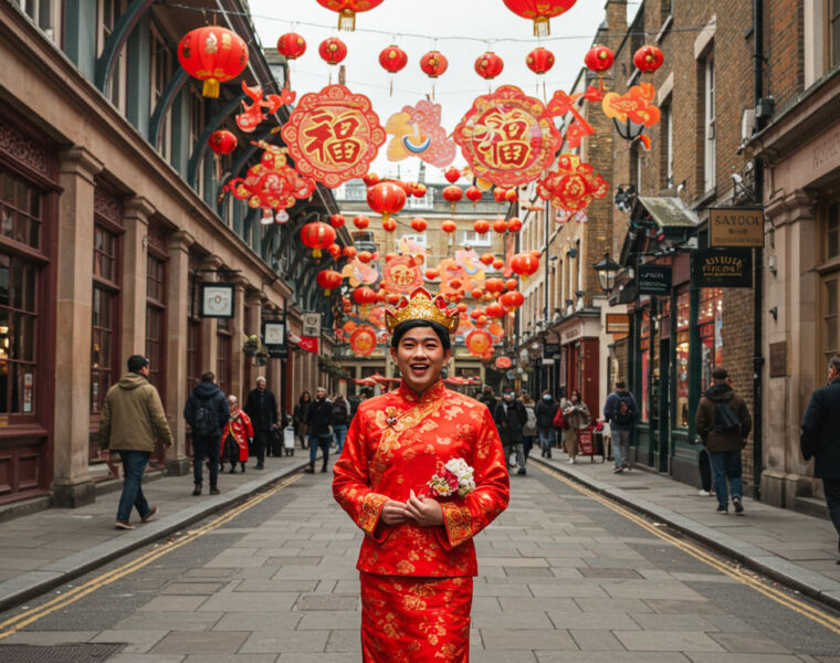 A man dressed in traditional costume to celebrate the new year