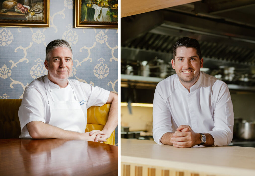 Photographs of chefs Cary Docherty and Loïc Portalier