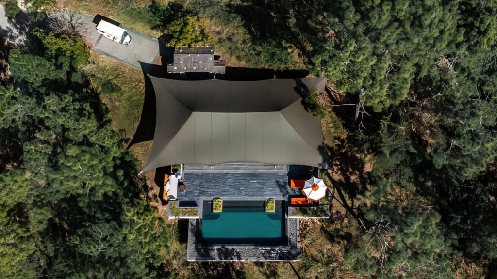 A top down view of one of the tented villas