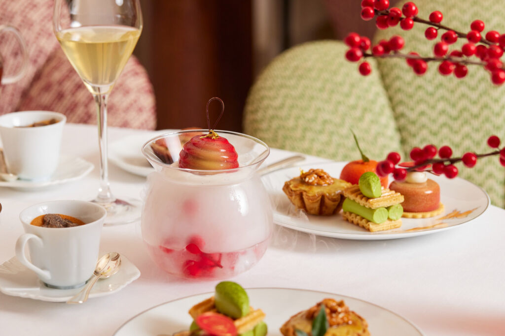 A photograph of parts of the afternoon tea on plates on a table