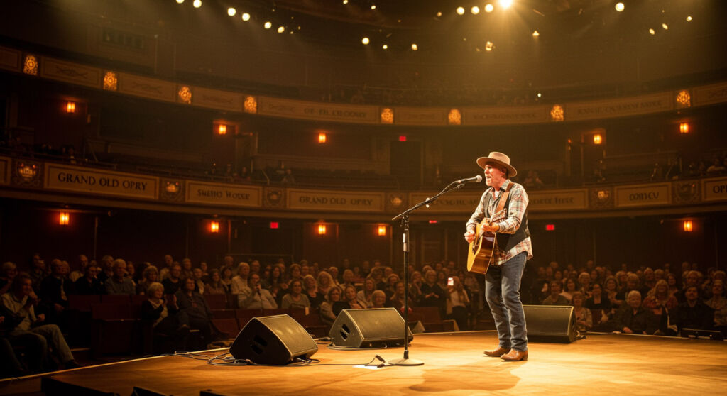 A singer on stage in Nashville