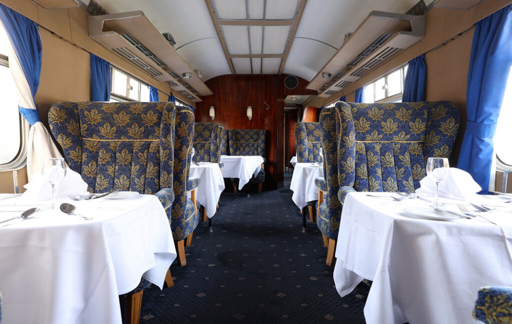 Inside one of the luxury carriages