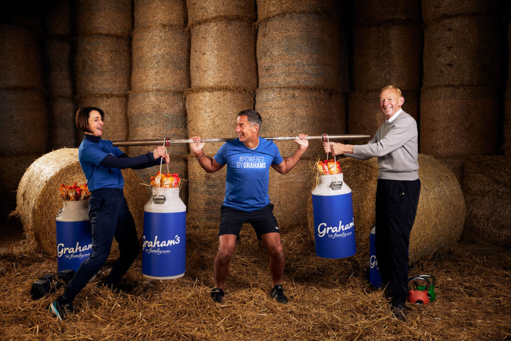 Giant bottles of milk being squatted