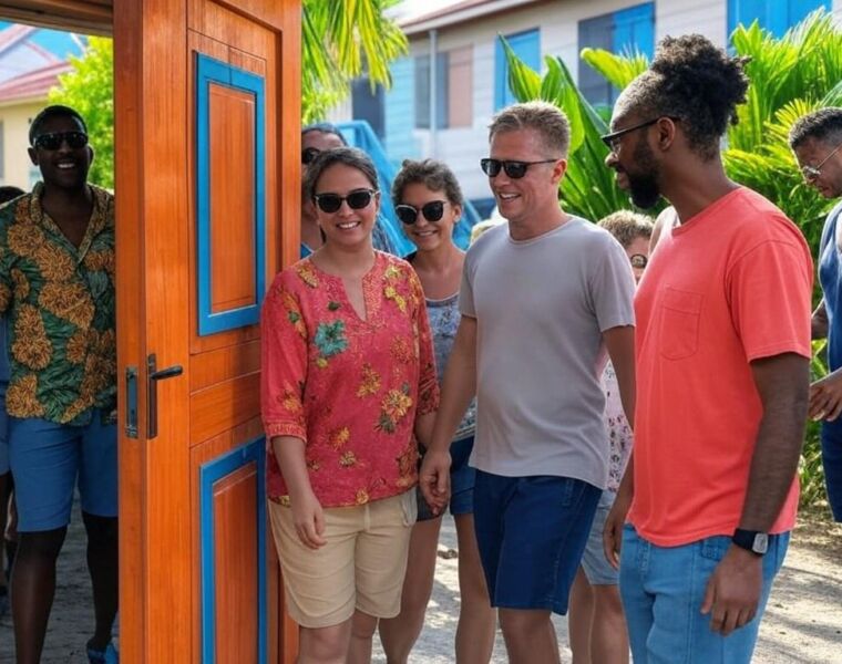 tourists interacting with locals