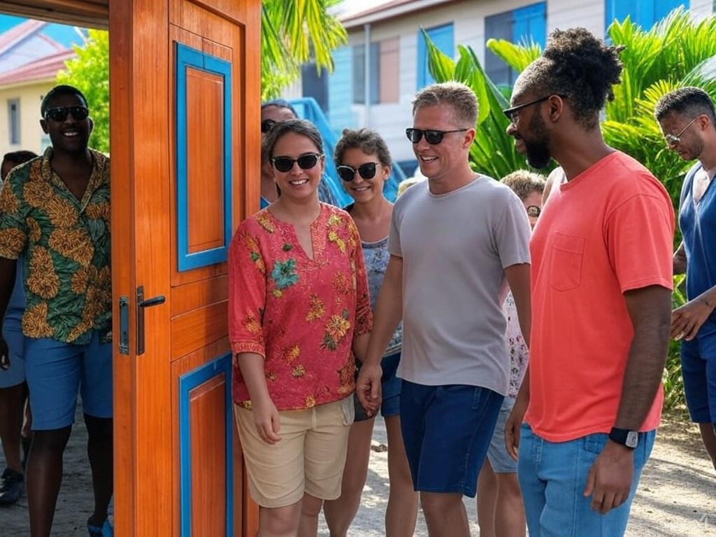 tourists interacting with locals