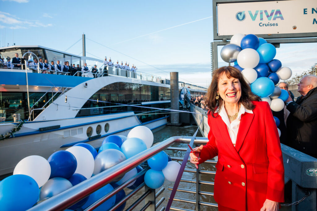 Jeannine standing by the ship